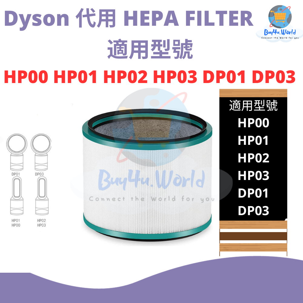 *代用* | Dyson HEPA濾網濾芯 | 適用於Dyson Pure Hot + Cool HP00 HP01 HP02 HP03 Pure Cool Link DP01 DP03