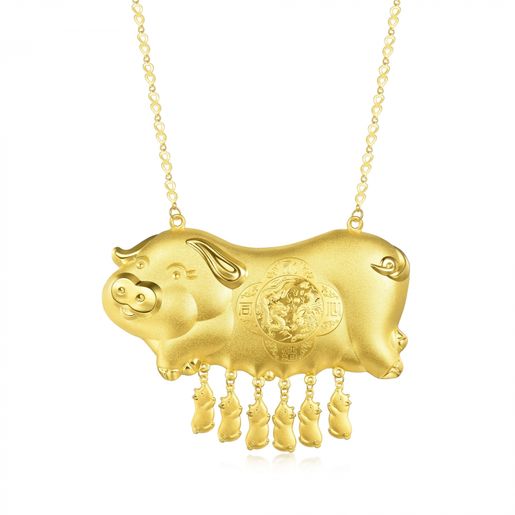 Chinese golden hot sale pig necklace