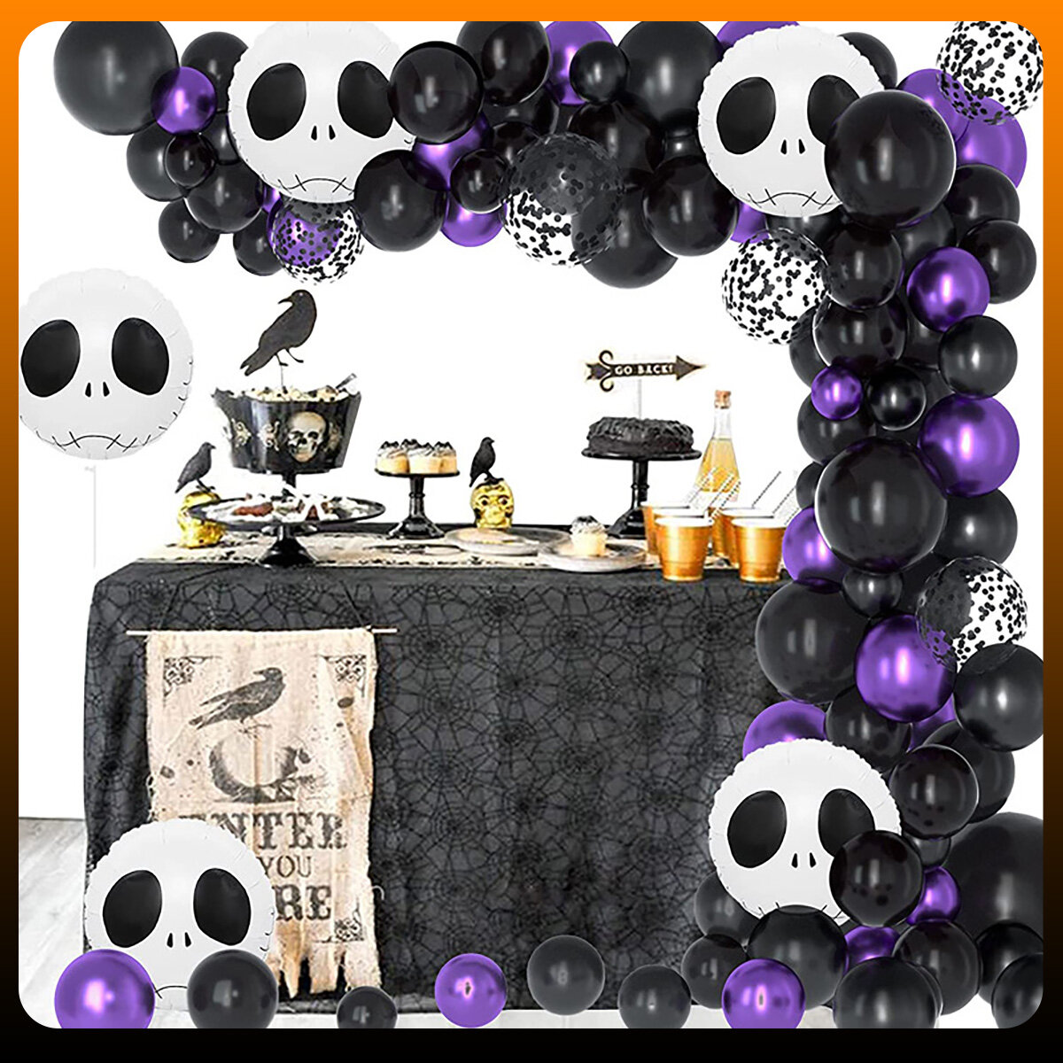 Halloween Balloon Set Party Decoration Latex Aluminum Balloon Purple Black