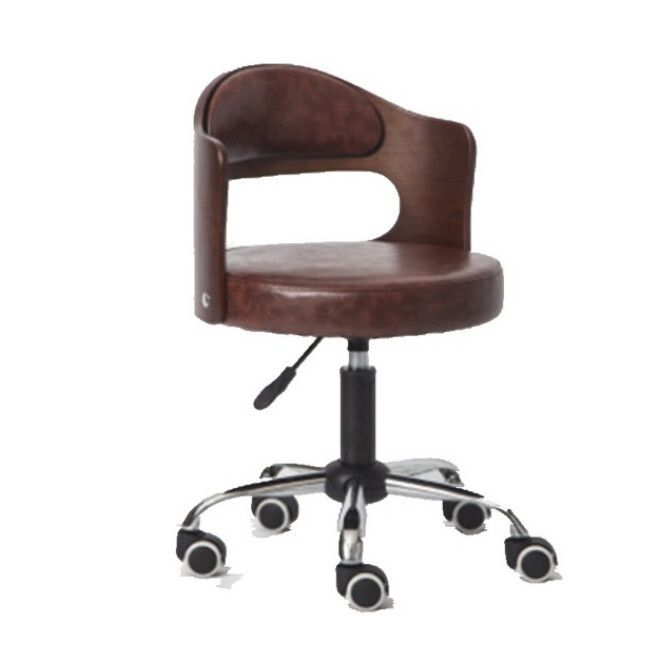 辦公椅時尚椅子木製現代升降旋轉椅(啡皮面+深啡木)#H099023309