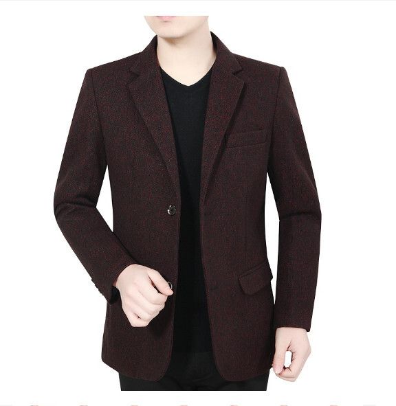 商務休閒西服上衣外套【M-3XL】【酒紅】 (下單後聯絡客服確認發貨尺碼) #H246018214