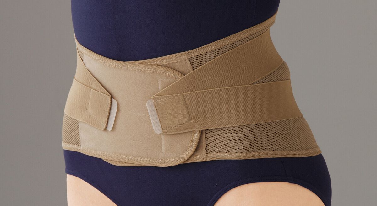 輕量雙重承托護腰帶/腰封 (ML碼/杏色) | 舒緩腰痛/工作腰封/長期站立適用 | 超透氣隱形支撐護具 日本製造護腰