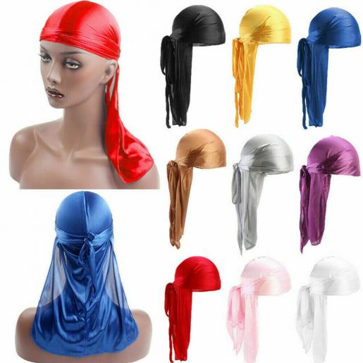 Unisex Men Women Durag Headwear Headwear Silk Pirate Cap Wrap Hats