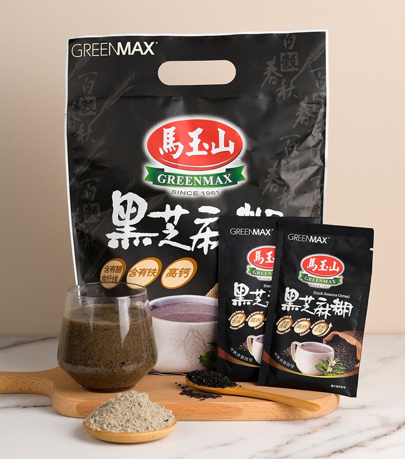 馬玉山 馬玉山黑芝麻糊360g包裝 12片入x 30g 台灣在地的穀類營養專家高鈣含鐵含纖冷熱沖泡均可台灣製造平行進口貨品