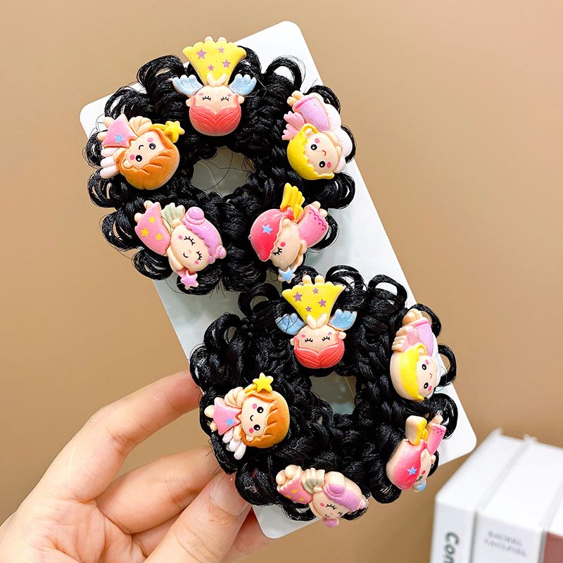 兒童卡通假髮紮丸子頭髮圈髮飾頭飾(19#天使1對)