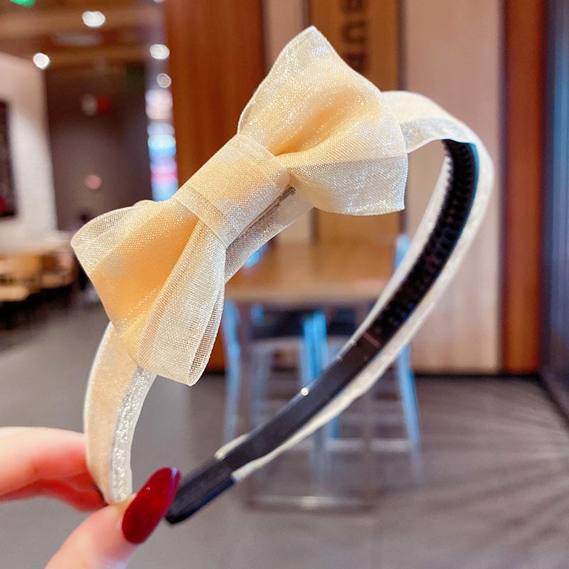 兒童蝴蝶結髮箍帶齒防滑頭箍髮飾(1#黃色)