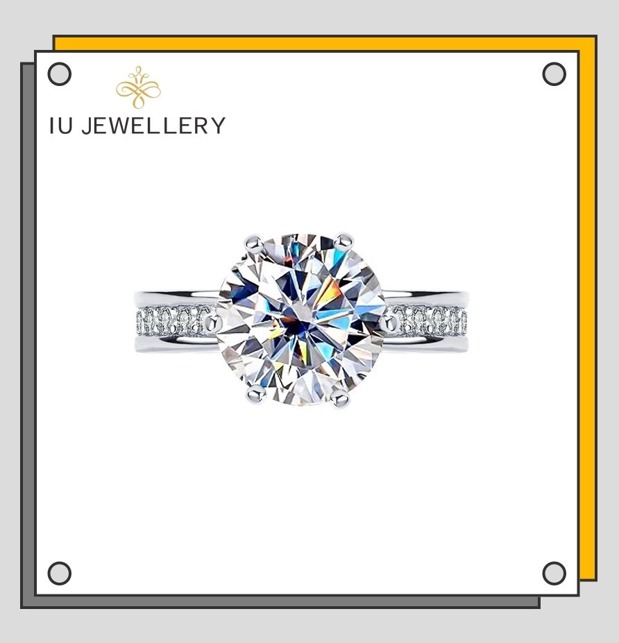 閃鑽莫桑系列 : 925純銀莫桑石高貴皇冠3卡戒指