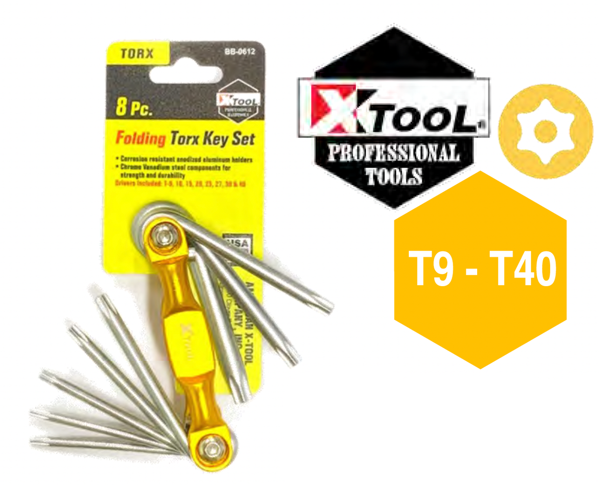 六角匙 摺匙 有孔星匙 鉻釩鋼 8支 (T9-T40) 