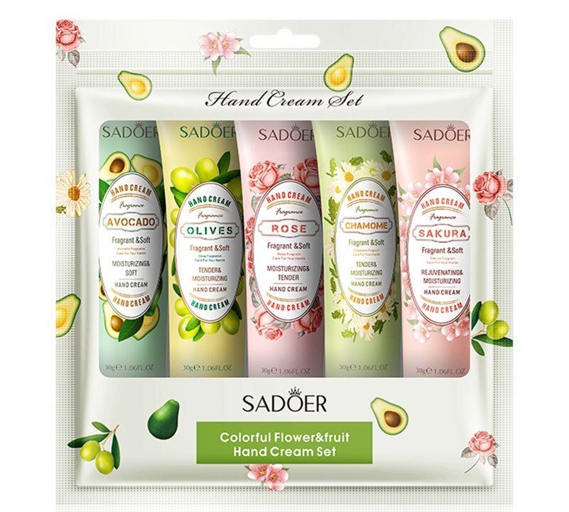 SADOER COLORFUL FLOWER AND FRUIT HAND CREAM SET 30g*5(1 PACK FOR 5)