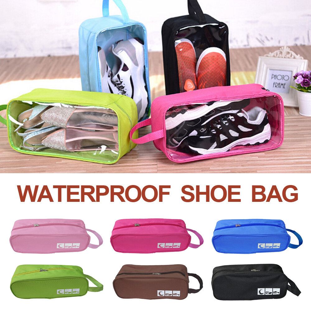 Green Waterproof Portable Shoe Bags Case Travel Sports Storage View Window Tote AU NEW