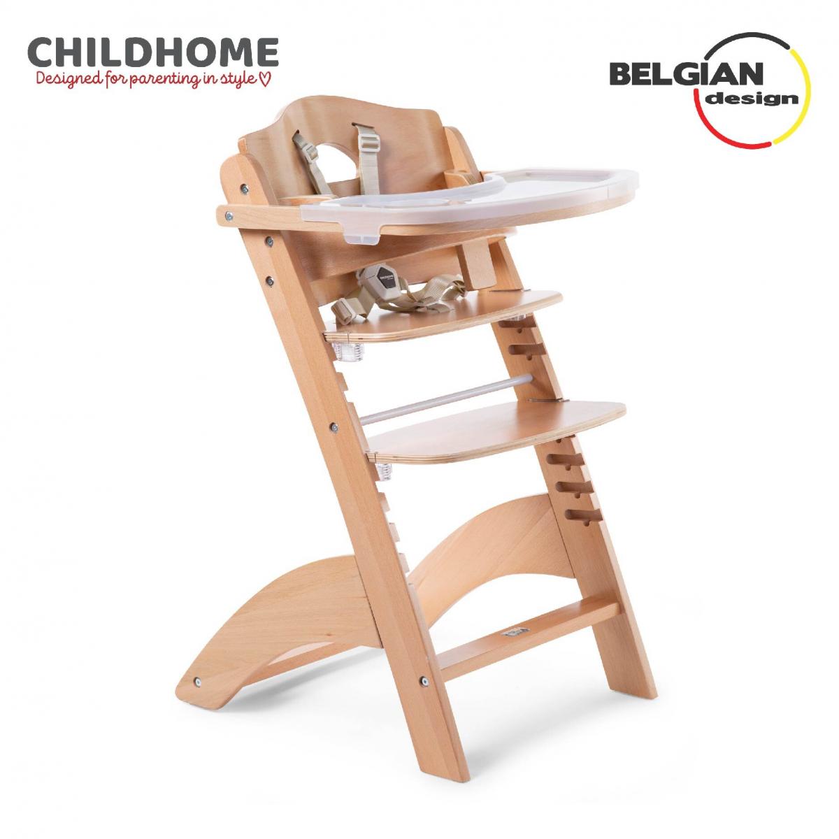 LAMBDA 3 Adjustable Highchair with Feeding Tray Cover, Footrest & 5-Point Safety Harness (Highchair suitable from 6 months to adult and as standard chair up to 85 kg) - Natural