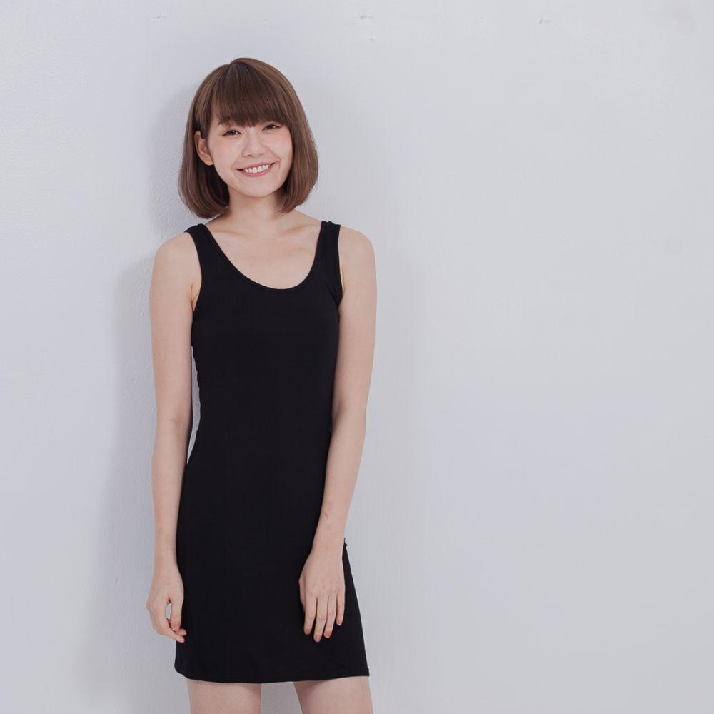 Zoe Rayon Elastic Inner Dress Tank Black