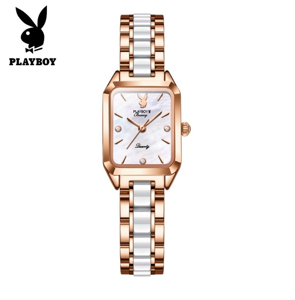 playboy小眾女士手錶(間陶瓷帶玫殼白麵女）#S057029109