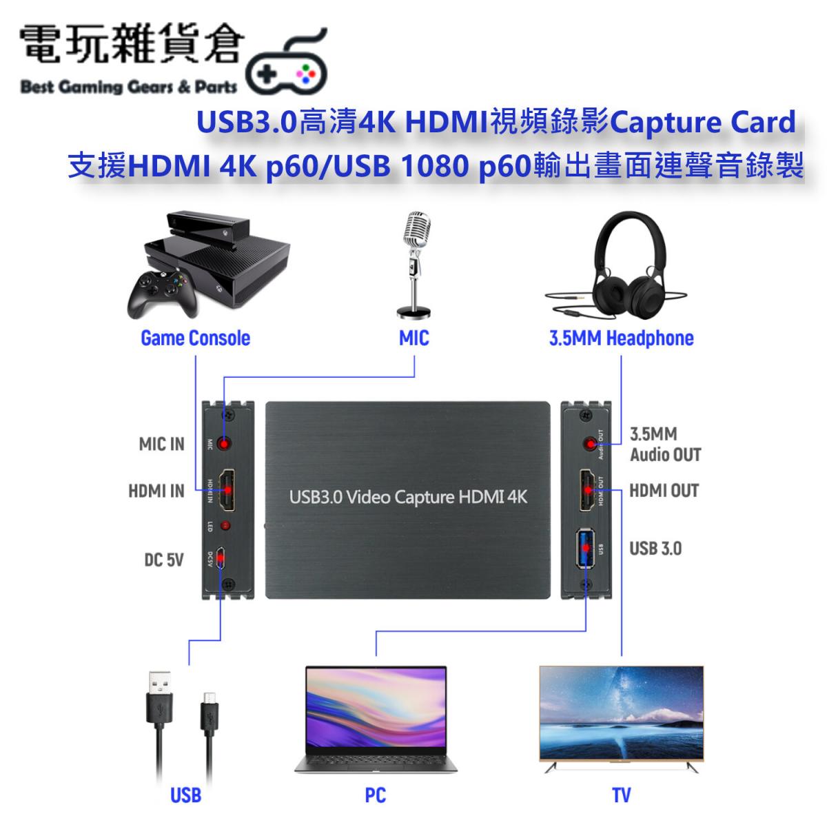 HD Video Capture Card 1080P HDMI USB 3.0 Videoaufnahme mit Live-Übertragungen Video Recorder Gerät Streaming Capture Card für Windows Linux OS X System-Grau Kdely Game Capture Karte 