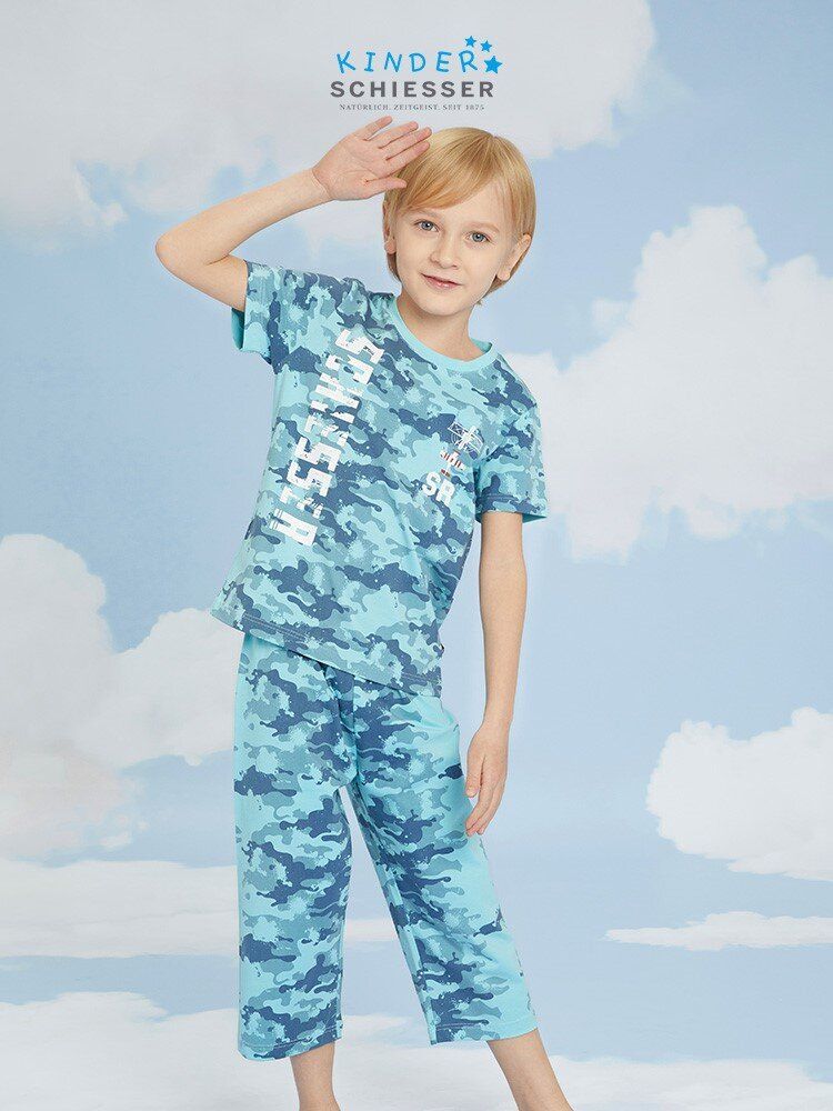 Boy's Pure Cotton Camouflage Printed Sleepwear Set