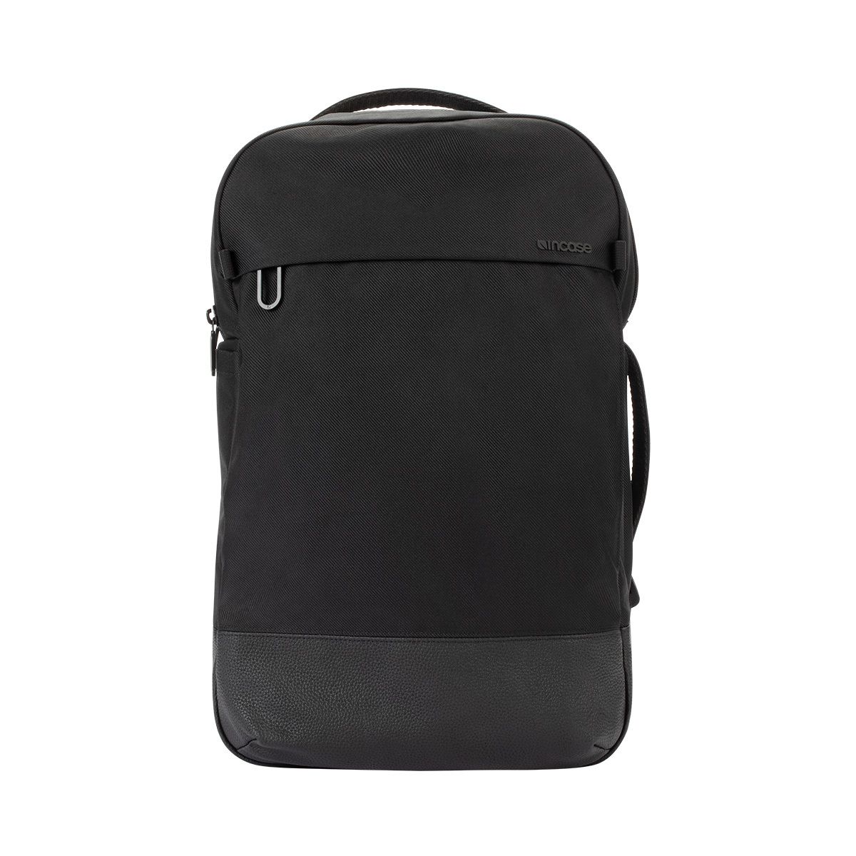 Twill & Leather Backpack - Blackl #INBP100622-BLK