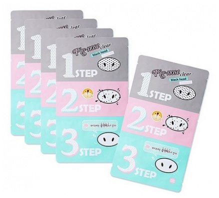 HOLIKA HOLIKA PIG NOSE CLEAR BLACK HEAD 3-STEP KIT 潔淨黑頭豬鼻貼3部曲*5片[平行進口]