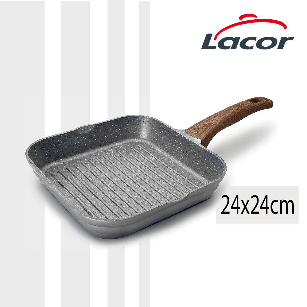 西班牙Lacor︱STILO 系列 超輕量礦石易潔牛扒煎鍋 24x24cm