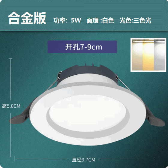 文記 | LED天花射燈嵌入式開孔(雅白5W三色【鋅鐵合金】孔7-9cm)#M288004016 | HKTVmall 香港最大網購平台