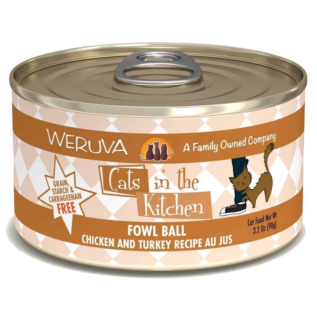 Cats in the Kitchen Fowl Ball Chicken & Turkey Au Jus Grain-Free Canned Cat Food 90g