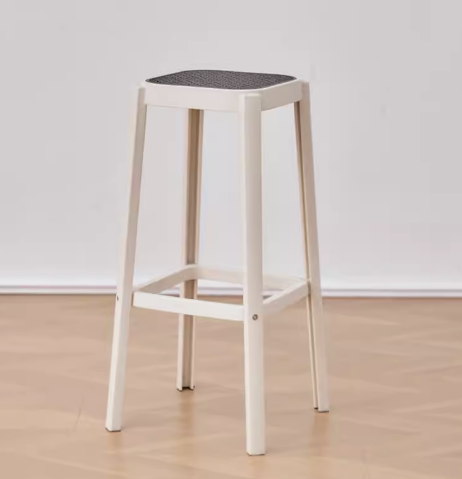 簡約塑料仿籐編高腳凳(白+灰芯)(尺寸:坐寬30CM,坐高75CM)