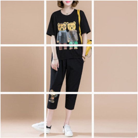 時尚休閒套裝【黑色】 (M-3XL碼) (下單後聯繫客服確認尺碼)#F158027096