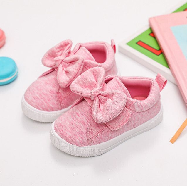 兒童蝴蝶結帆布鞋(粉紅色)(5/22碼~10/27碼，下單後請與客服確認發貨尺碼)