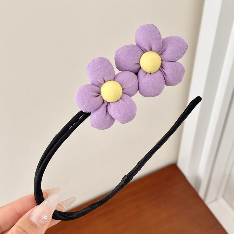 兒童花苞盤髮器 頭飾/髮飾(19-紫色雙花)
