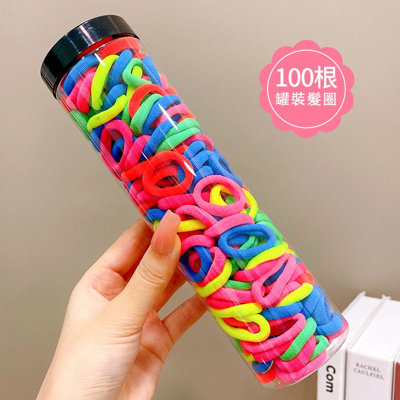兒童高彈力橡皮筋毛巾圈髮繩髮飾頭繩頭飾(4#彩色100根裝)