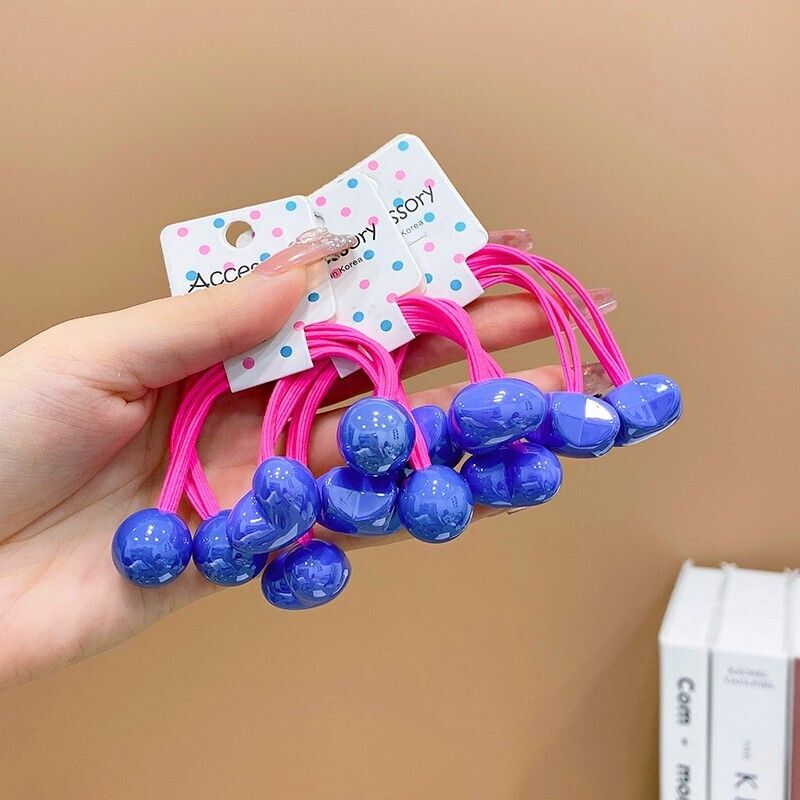 兒童高彈力雙頭皮筋髮繩彩色頭繩頭飾髮飾(23#藍色6件套（短款）)