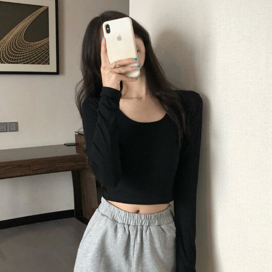 修身圓領短款T恤【070*黑色】尺碼【M碼-2XL碼】【下單後聯絡客服確認發貨尺碼】#F128014589