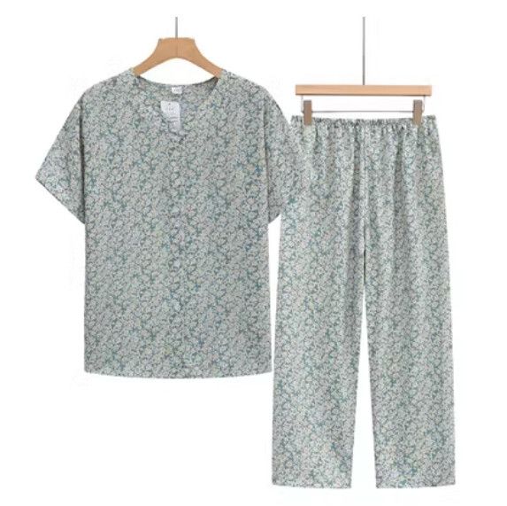 夏季中老年棉綢睡衣套裝（1號色）【尺碼：XL-3XL】【下單後聯絡客服確認發貨尺碼】F203013359