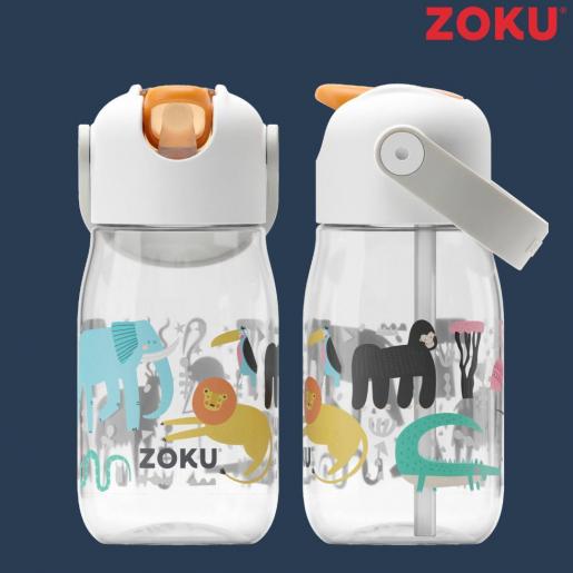 Kids Flip Straw Bottle - Zoku Clear Safari