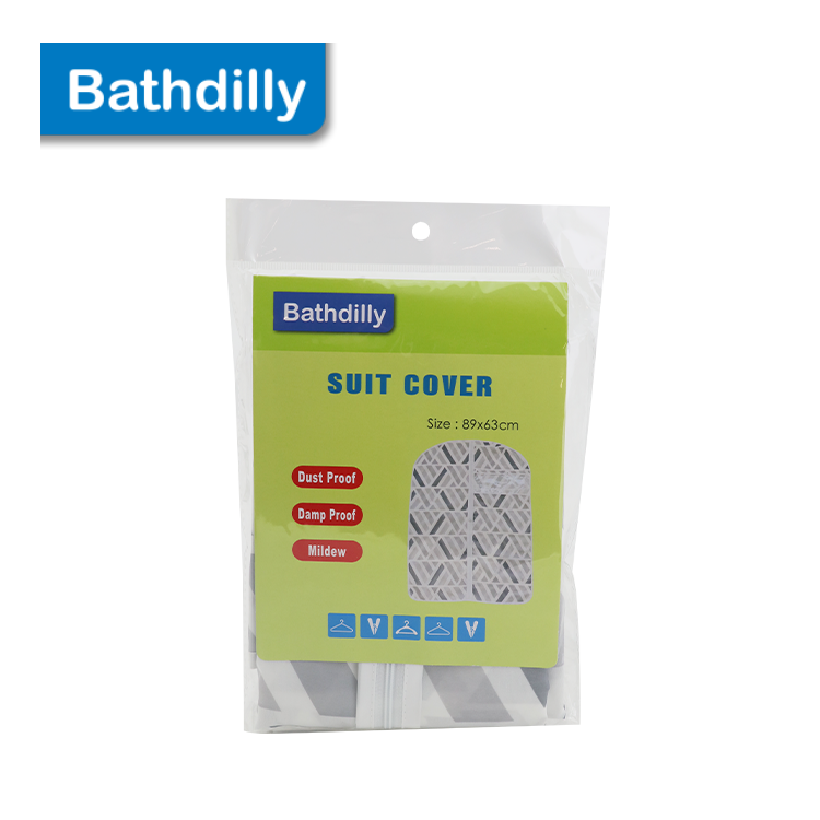 100% Polyester Water-Repellent Suit Cover Short Style 89 x 63cm - Grey & White Polygon (BDSV8963-17)