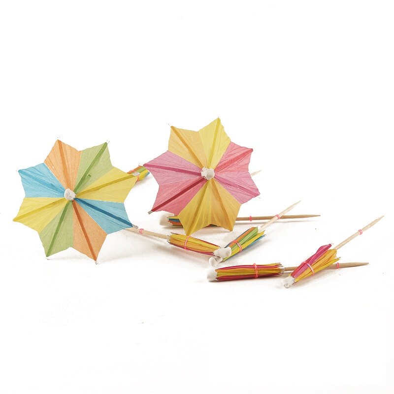 Paper Umbrellas Bamboo Toothpicks❤Cocktail❤Jelly❤Dessert❤Cake❤Party❤10pcs❤Octagon Style