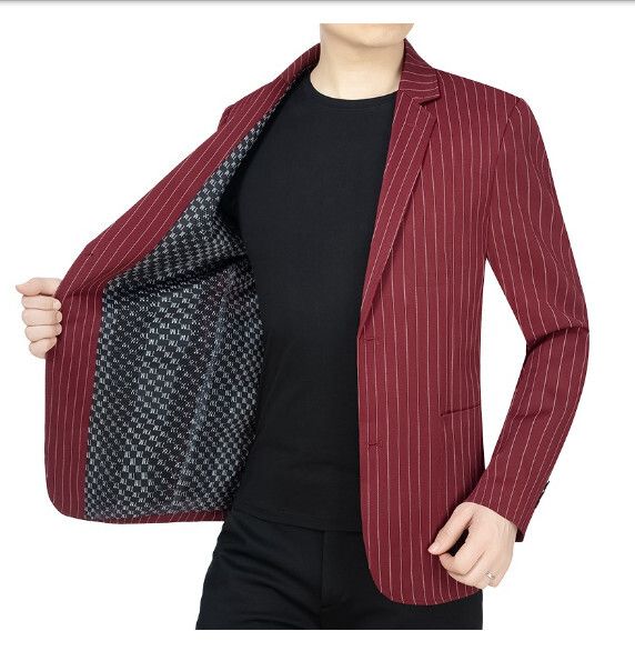 商務休閒西服上衣外套【M-4XL】【59576酒紅】 (下單後聯絡客服確認發貨尺碼) #H246018193