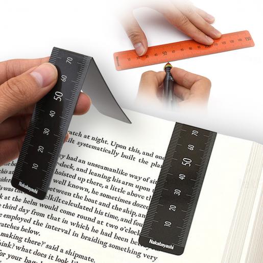 Nakabayashi Magnetic Bookmark Ruler S - 15 cm - Black