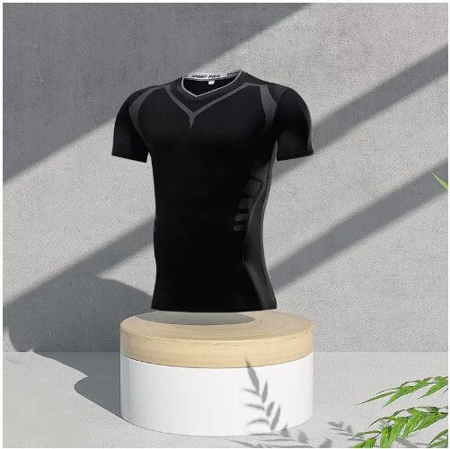 男士游泳泳衣（黑色印花短袖）（L-5XL）（下單後跟客服聯系發貨的尺寸）#H324003103