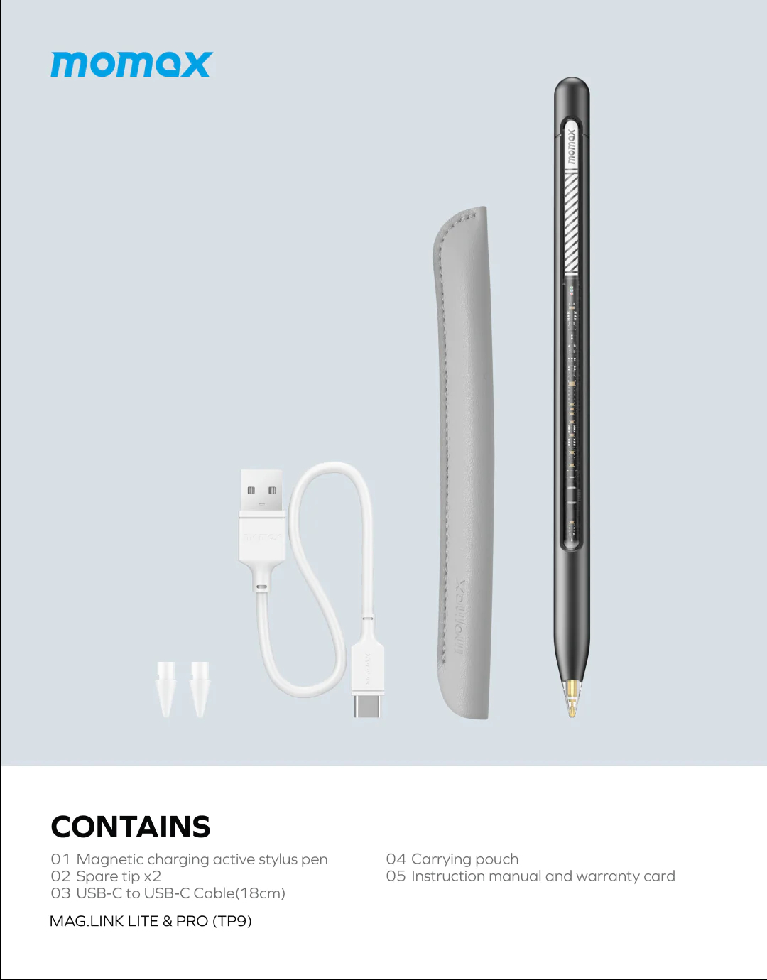 Game One - Momax Mag.Link Lite Magnetic Charging Active Stylus Pen (TP9S) -  Silver - Game One PH