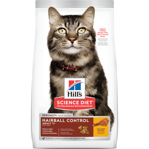 Hills Adult 7+ Hairball Control cat food 7lb (8883)