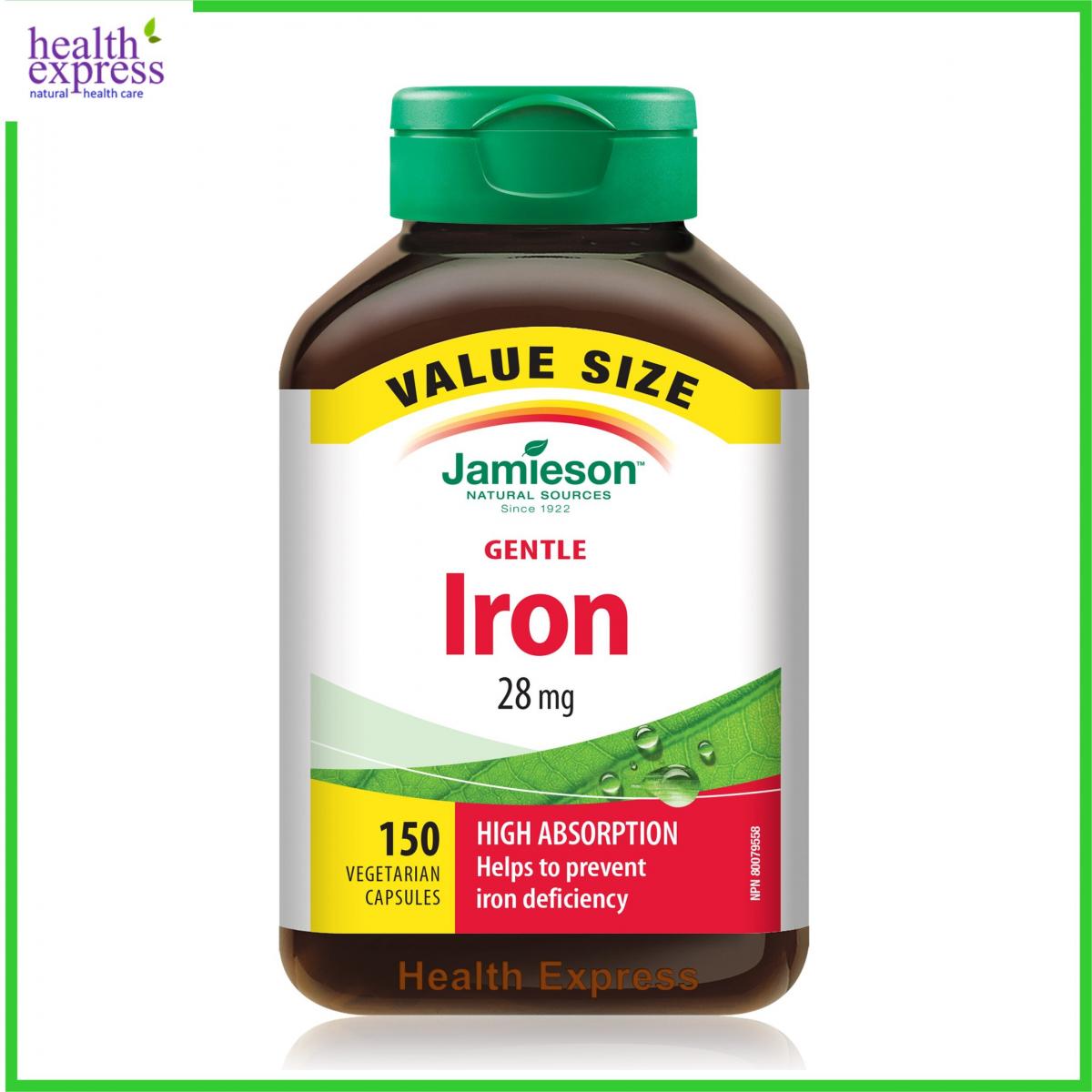 Gentle Iron (28 mg) B2+B12+C+Folate 150 vcapsules[Parallel Goods] Best Before:31 July 2025