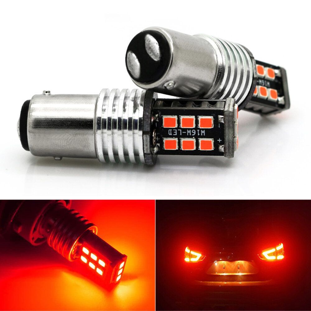 2pcs 12V BAY15D 1157 P21/5W RED CAR 15 LED BRAKE STOP TAIL LIGHT 2835 CANBUS BULBS