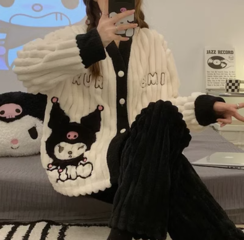 加絨加厚睡衣套裝（L-4XL）（下單後聯絡客服確認發貨尺碼）#F349001870