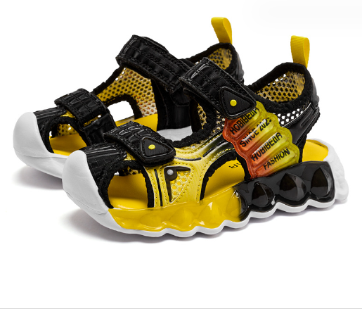 運動涼鞋(AU7859黑黃)(尺碼27-38碼)(下單後聯絡客服確認發貨尺碼)