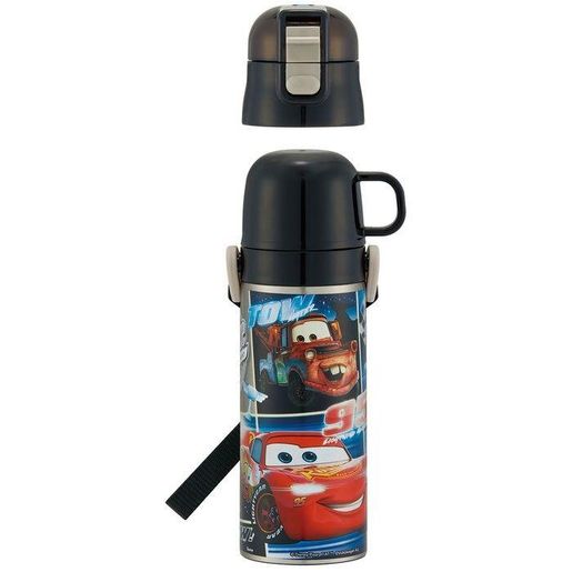 Disney / Pixar Cars Lightning McQueen Steel Water Bottle with Built-In  Straw 