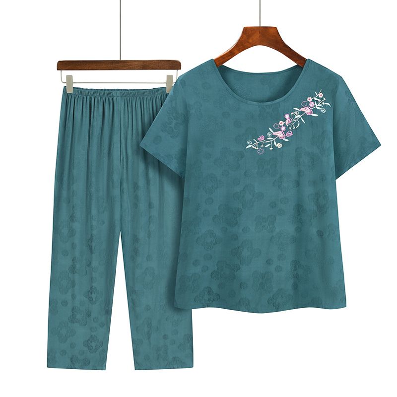 老年人短袖套裝( XL-4XL碼 5款湖藍色）【下單後請聯絡客服確認發貨尺碼】F001099260