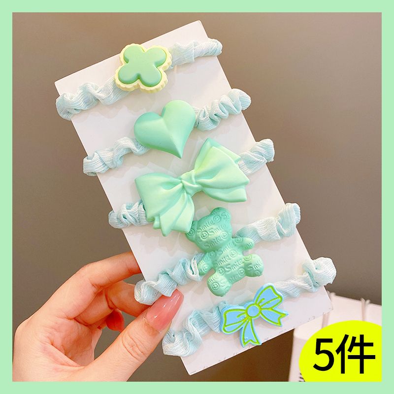 兒童可愛頭繩髮飾髮圈頭飾(2#綠色5件裝)