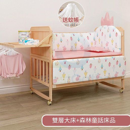 EastWestGather Including delivery Double decker king bed extension 120 67 configuration frame Baby bed forest fairy tale bedding solid wood newborn baby bed Crib children s bed Size