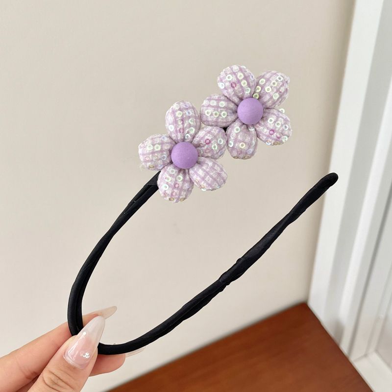 兒童花苞盤髮器 頭飾/髮飾(2-雙花紫色)