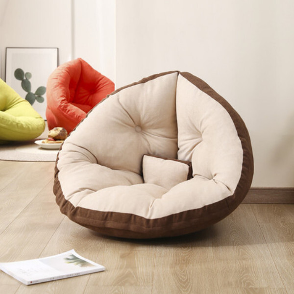 多功能懶人沙發摺疊豆袋沙發遊戲地板墊150x80cm(啡+米白)#H099024161